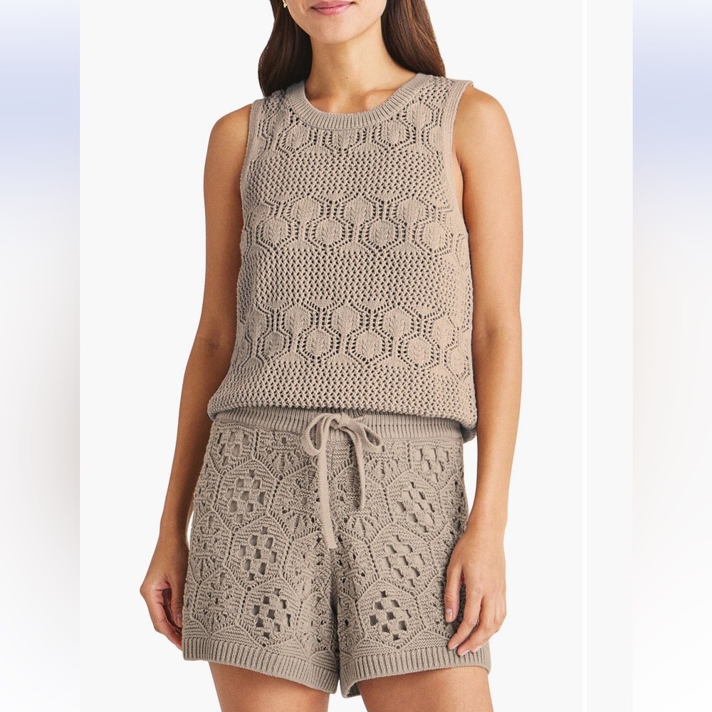 Splendid Celine Open Stitch Sleeveless Sweater vest top XL NWT‎